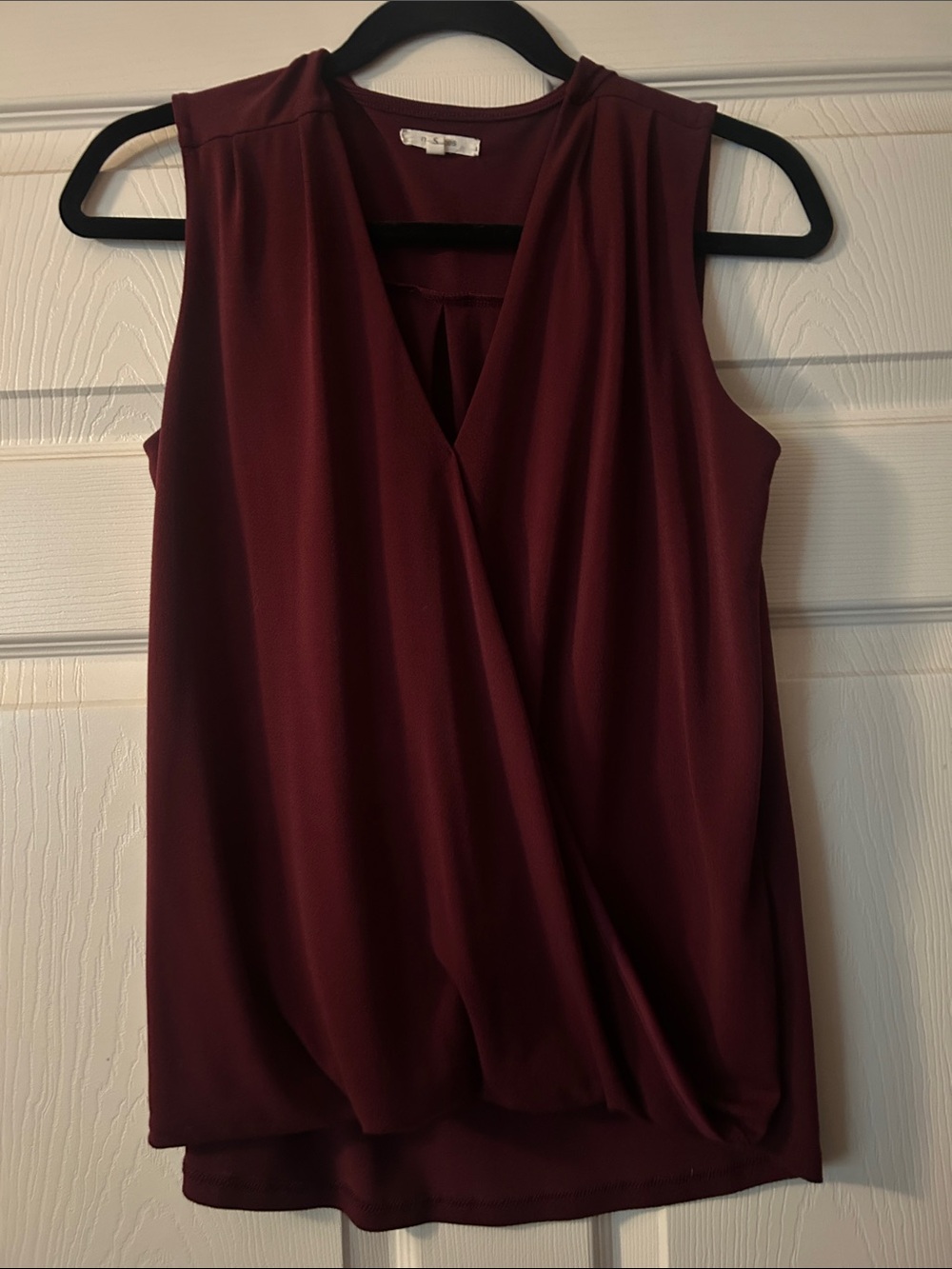 Maurices Sleeveless Draped V-Neck Top - Burgundy